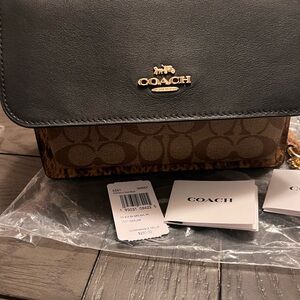 Authentic Coach Black & Brown Crossbody Bag with Matching Wallet